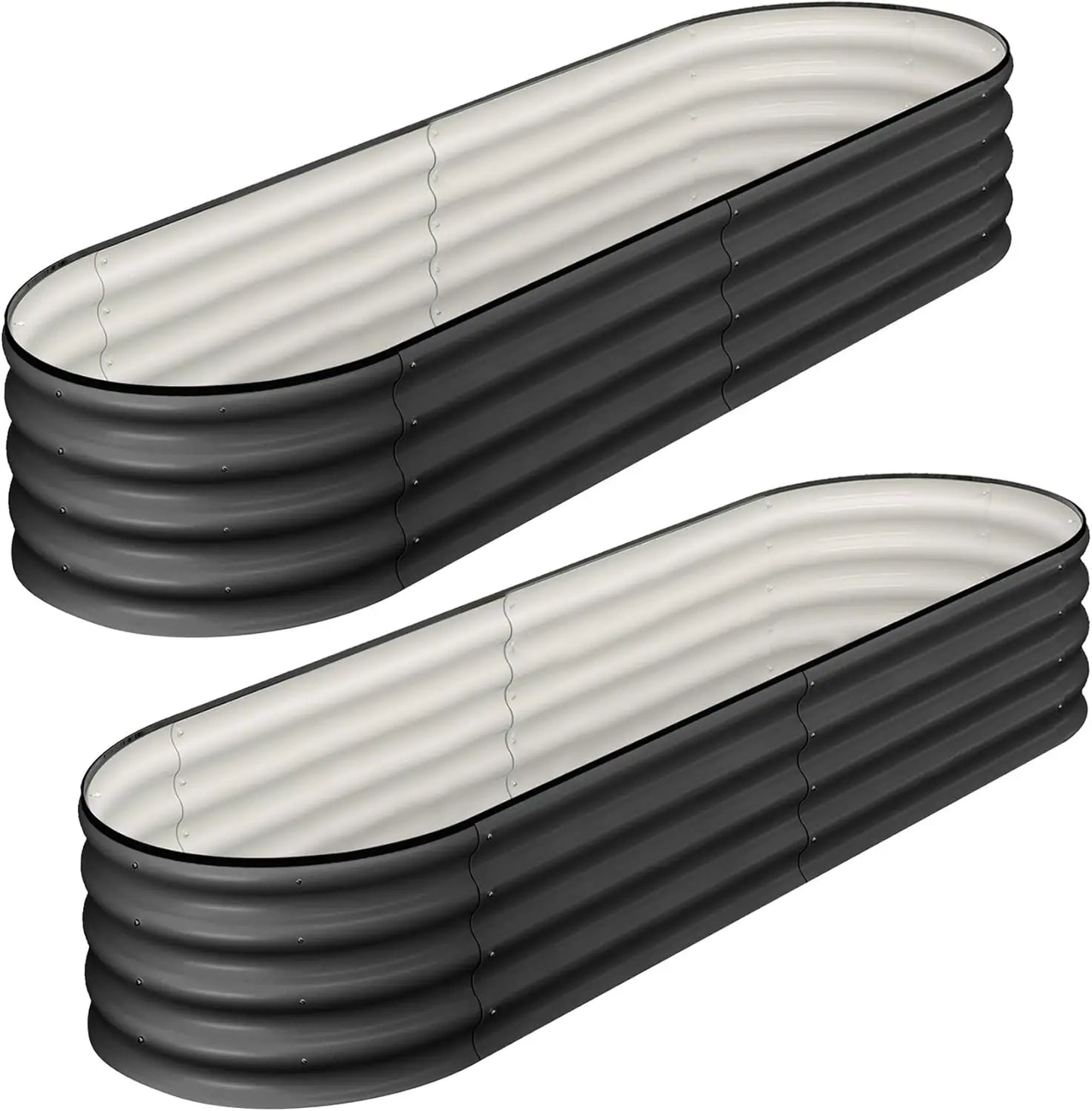 HiMISS Two Pack Oval Galvanized Raised Garden Bed Outdoor