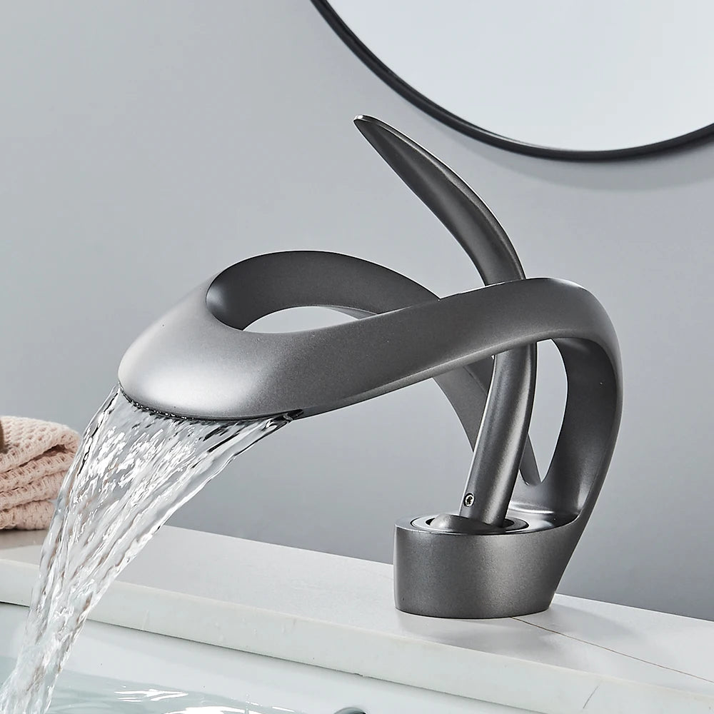 Rozin Luxury Basin Faucet Waterfall Deck Mount Mixer