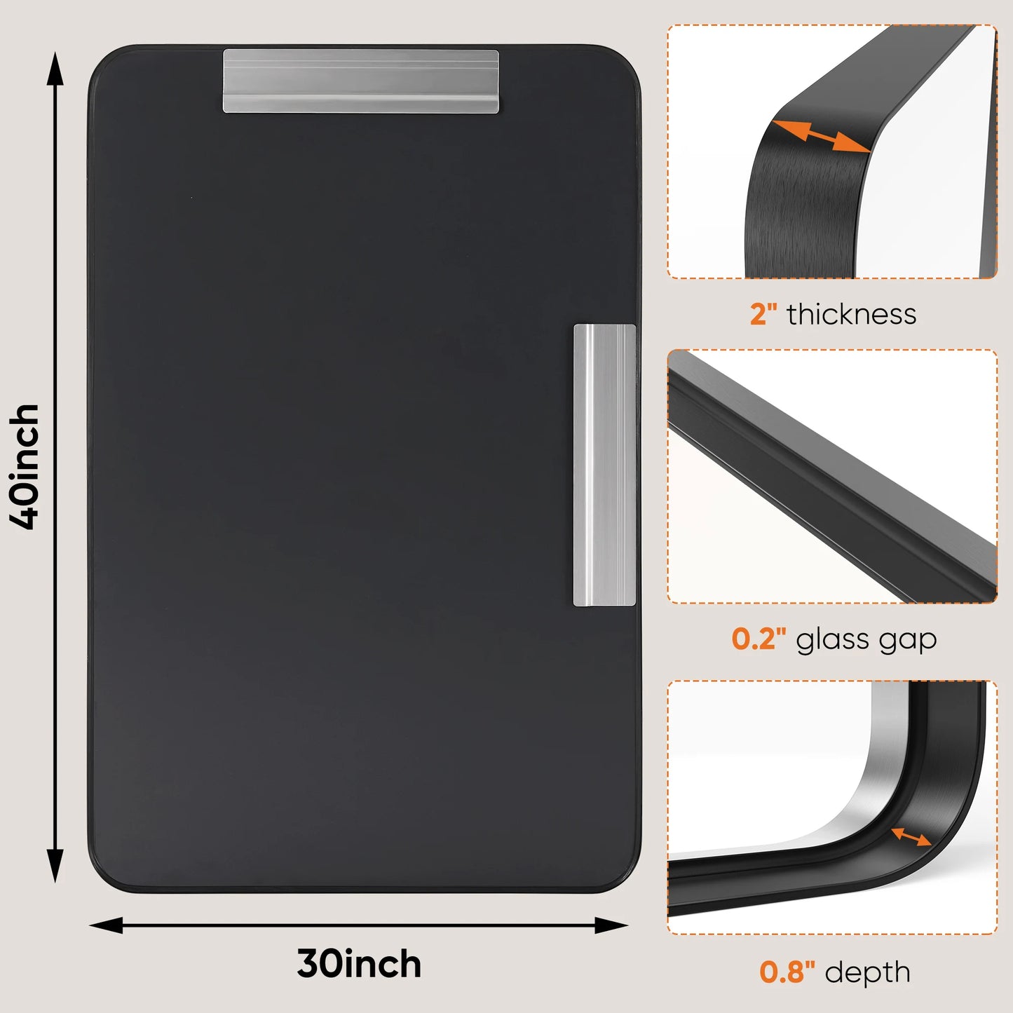 JHK Matte Metal Framed Bathroom Mirror For Wall Or Vanity