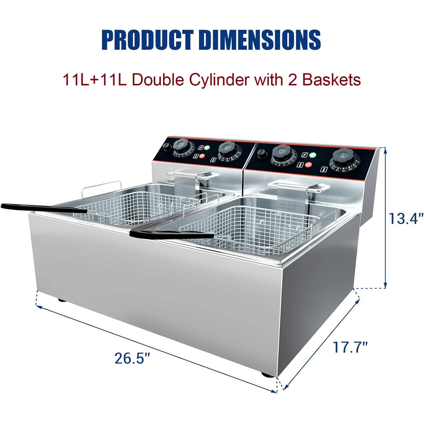 acekool Stainless Steel Commercial Deep Fryer With Baskets