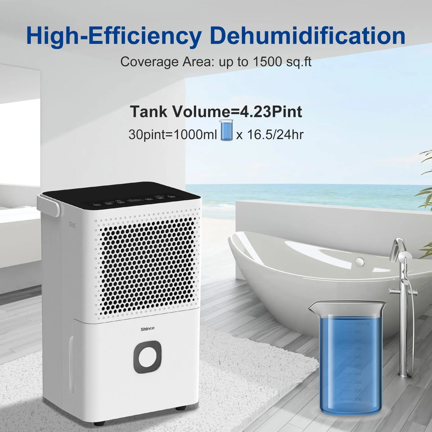 Shinco 30 Pint Dehumidifier With Drain Hose Auto Restart