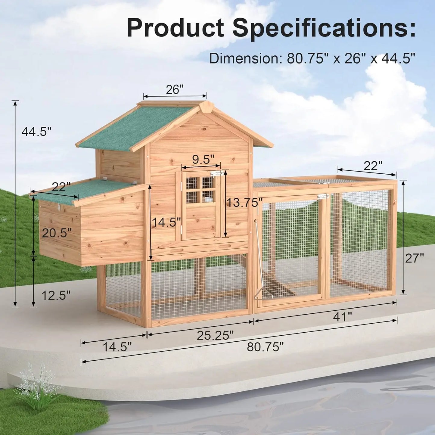 Outdoor Chicken Coop For 2 To 4 Chickens Wooden Hen House With Ramp