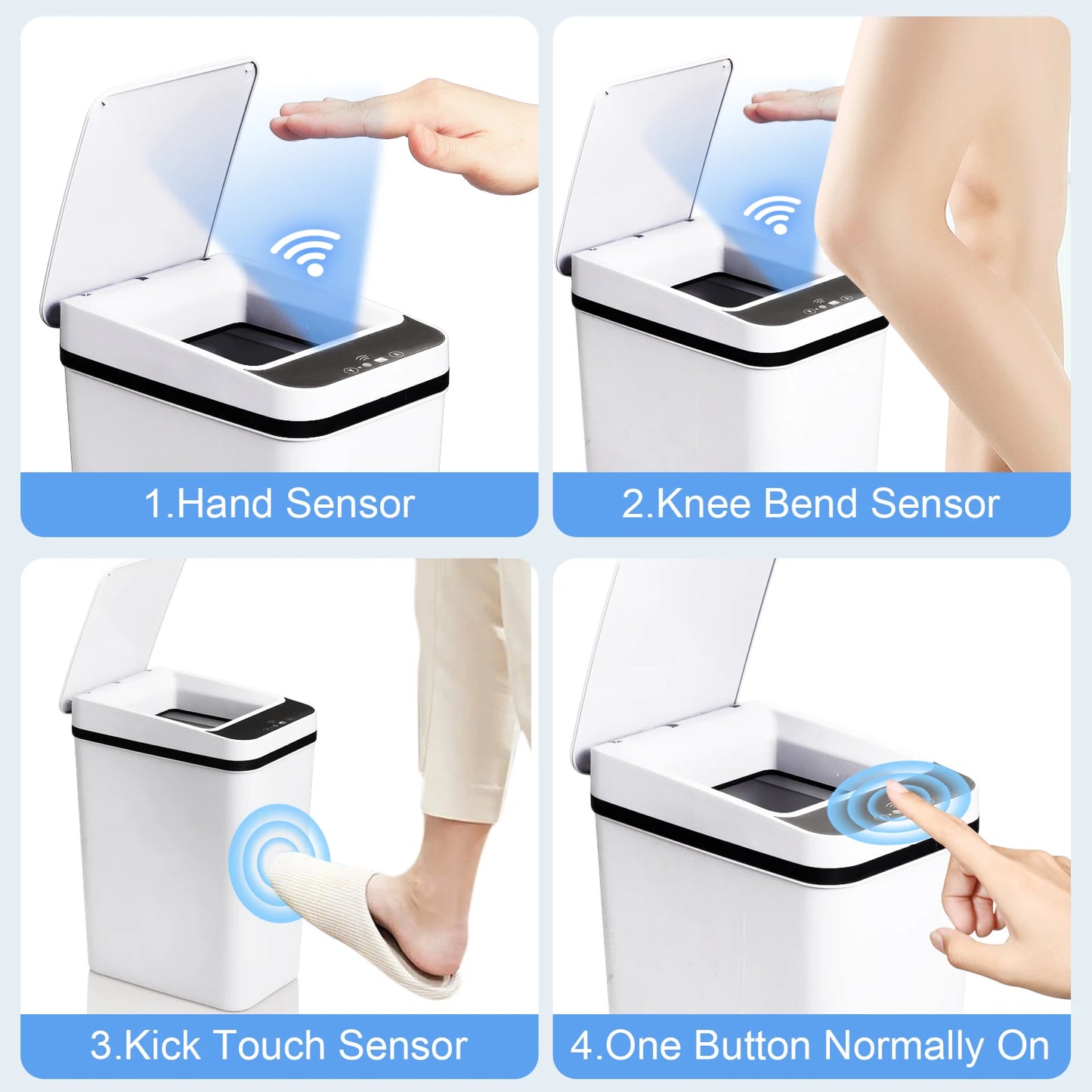 Motion Sensor Trash Can Two Pack With Quiet Lid Bathroom