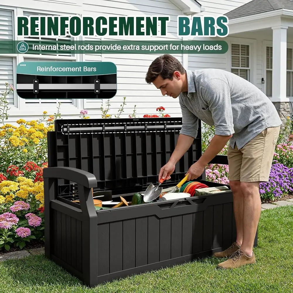 LISM Storage Bench Deck Box Lockable Outdoor Furniture Garden