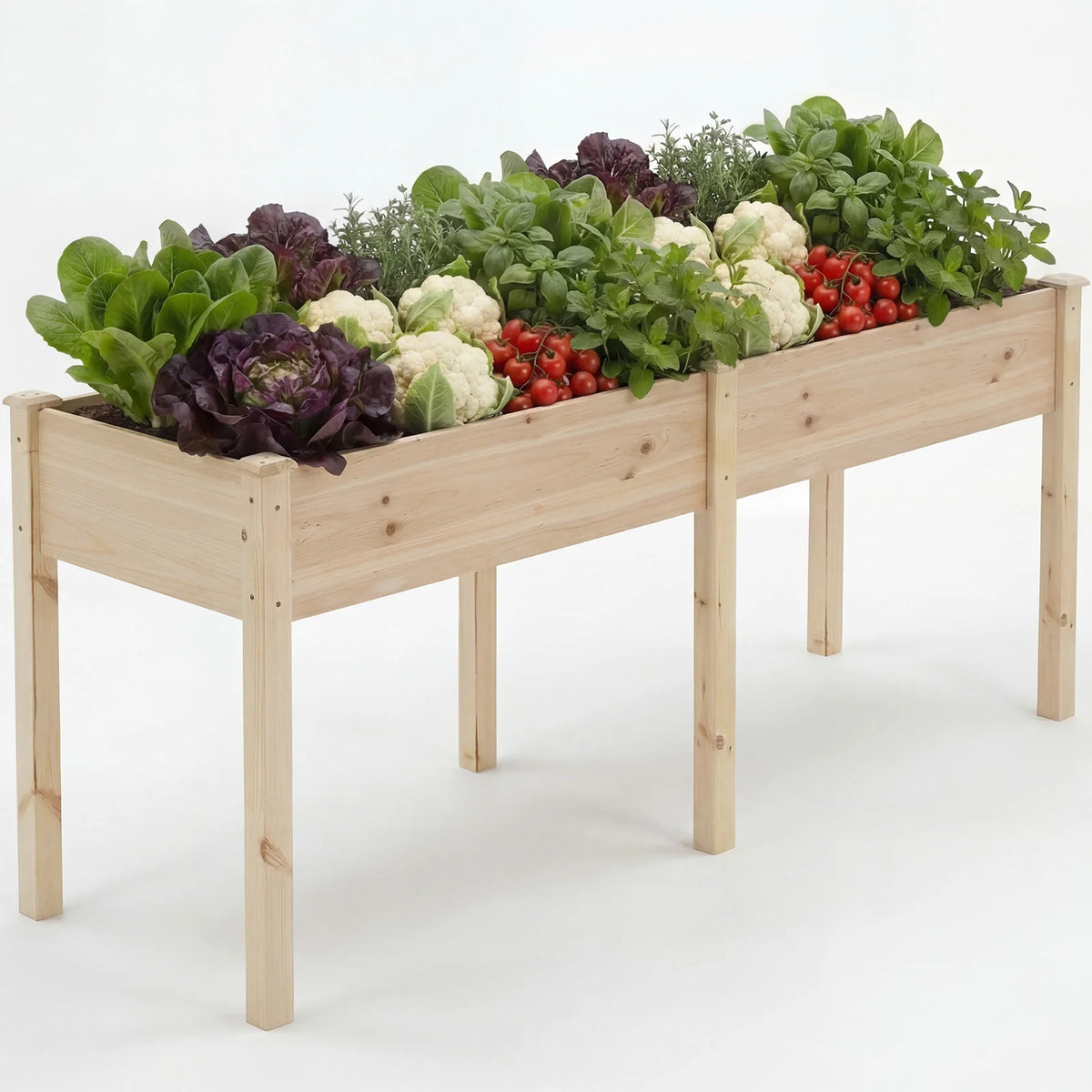 JHK 72x23x30 Inch Wood Planter Box Outdoor Raised Garden Bed with Legs for Herbs Flowers Vegetables Elevated Wooden Garden Bed for Patio Balcony and Backyard