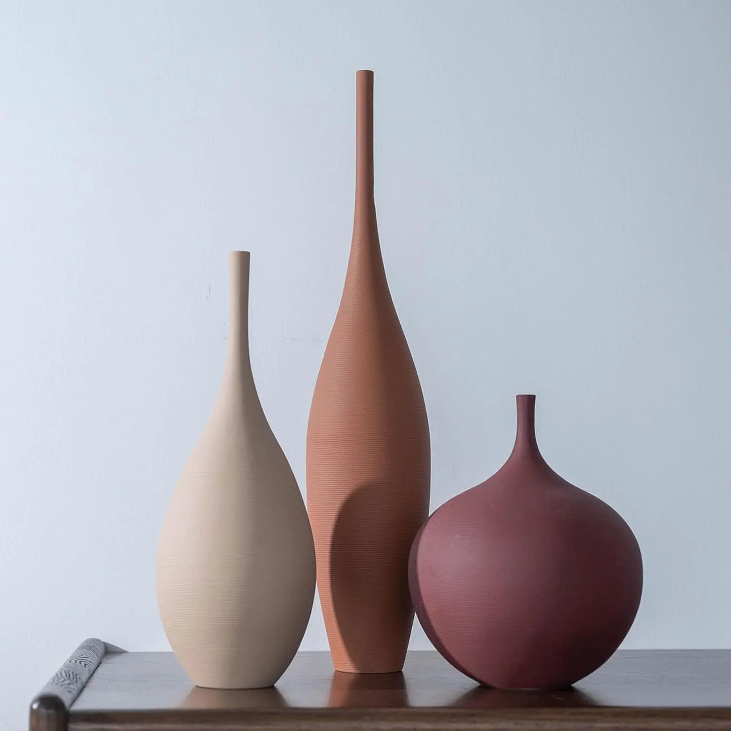 Set Of 3 Modern Ceramic Vases For Farmhouse Centerpieces