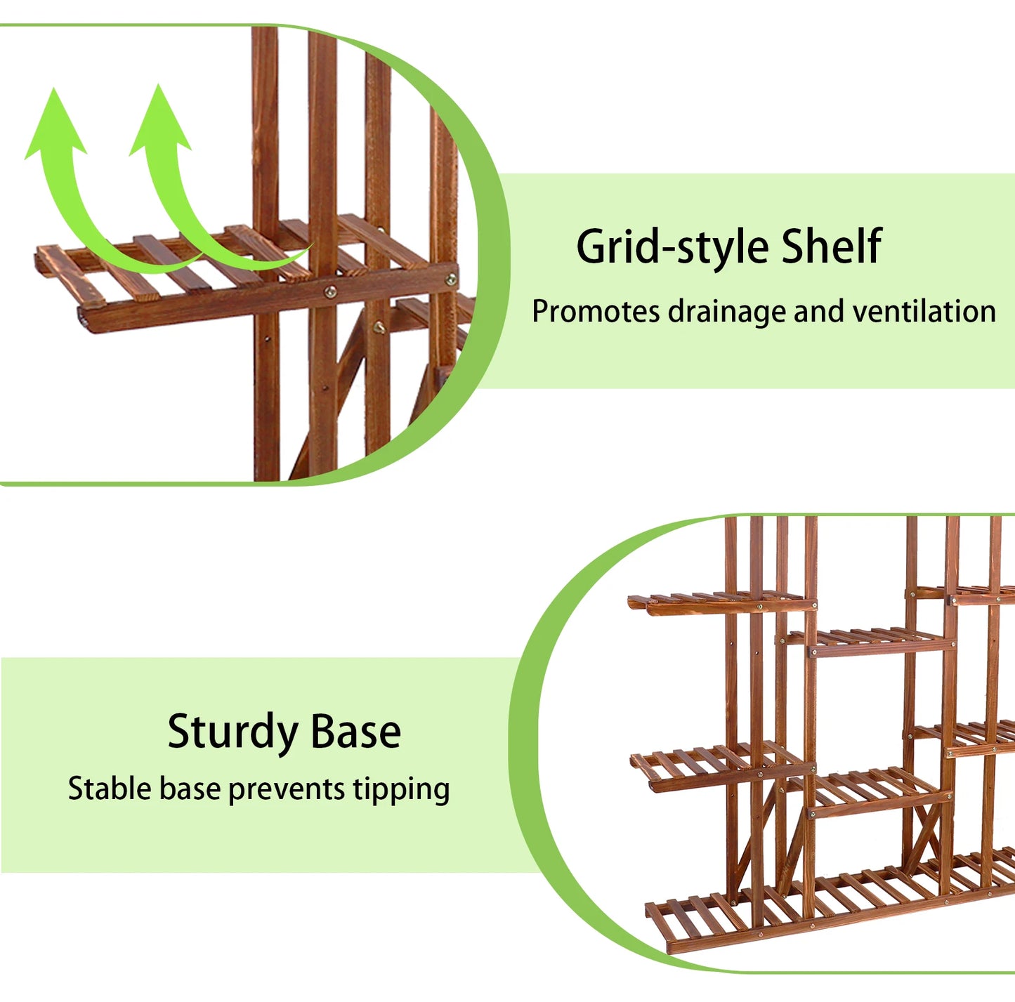 Wisfor Wooden Plant Shelf Multi-Tier Indoor Outdoor Display Stand