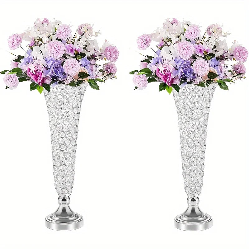 Crystal Vase Set Centerpiece Decor For Dining Tables