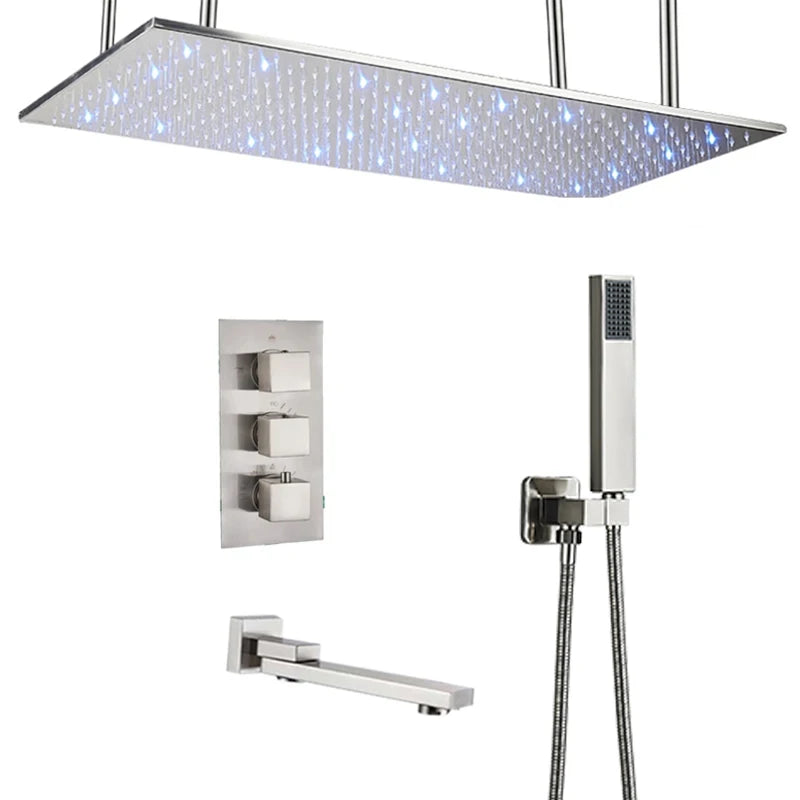 Wanmivezlo Brass LED Rainfall Shower Head Bathroom Accessory