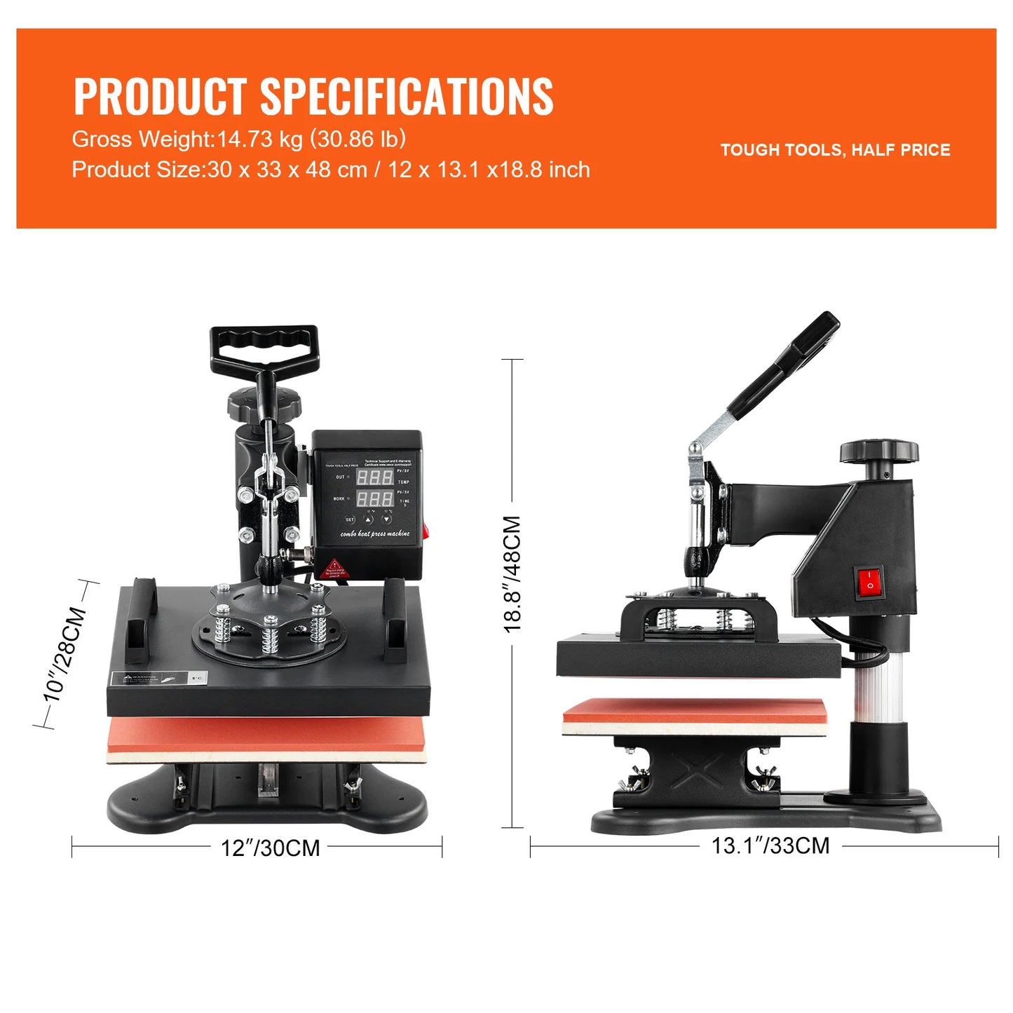SucceBuy Dual Heat Press Machine 650W Swing Away 360 Rotation