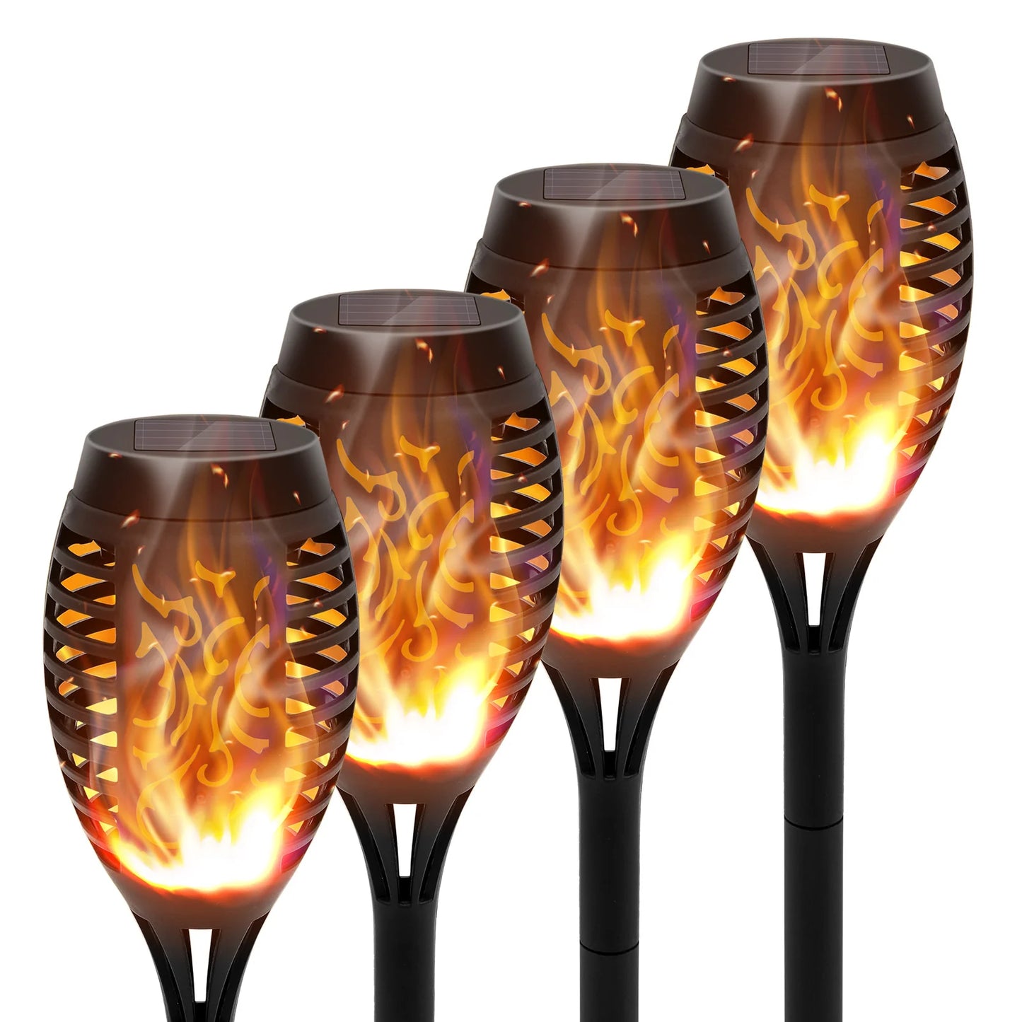 Solar Torch Lights With Flickering Flame LED Waterproof Garden Path