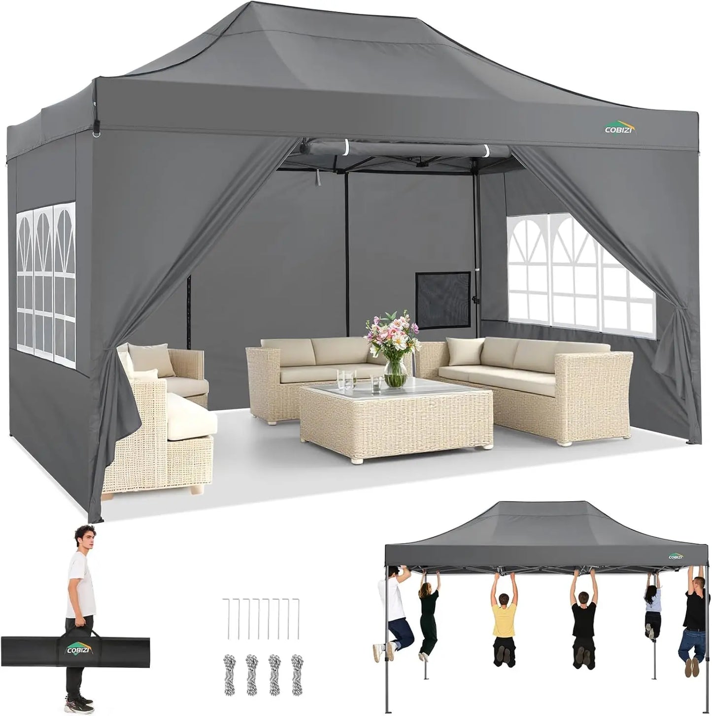 Tooluck Pop Up Canopy Tent With Sidewalls Gazebo