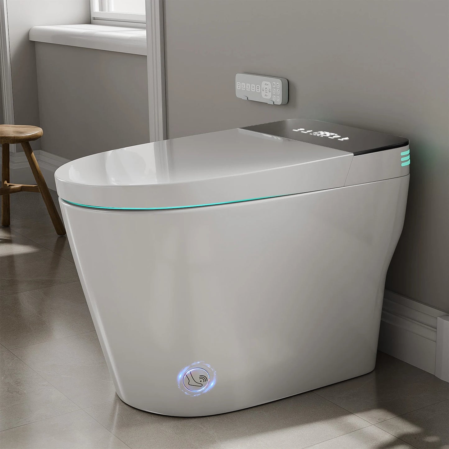 Smart Toilet With Built In Bidet Auto Open Close Dual Flush Warm Water Sprayer