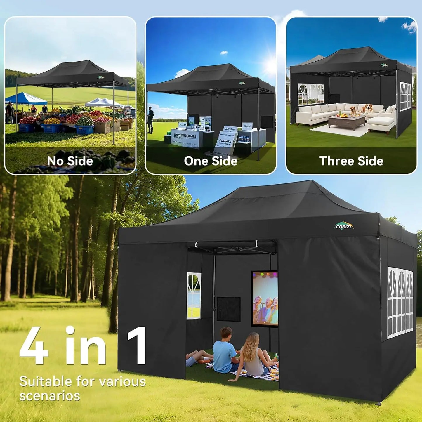 Tooluck Pop Up Canopy Tent With Sidewalls Gazebo