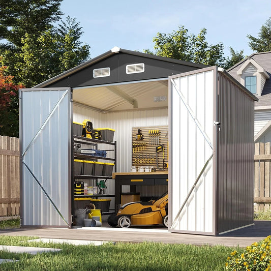 Nordivale Metal Outdoor Storage Shed With Lockable Door For Garden Tools