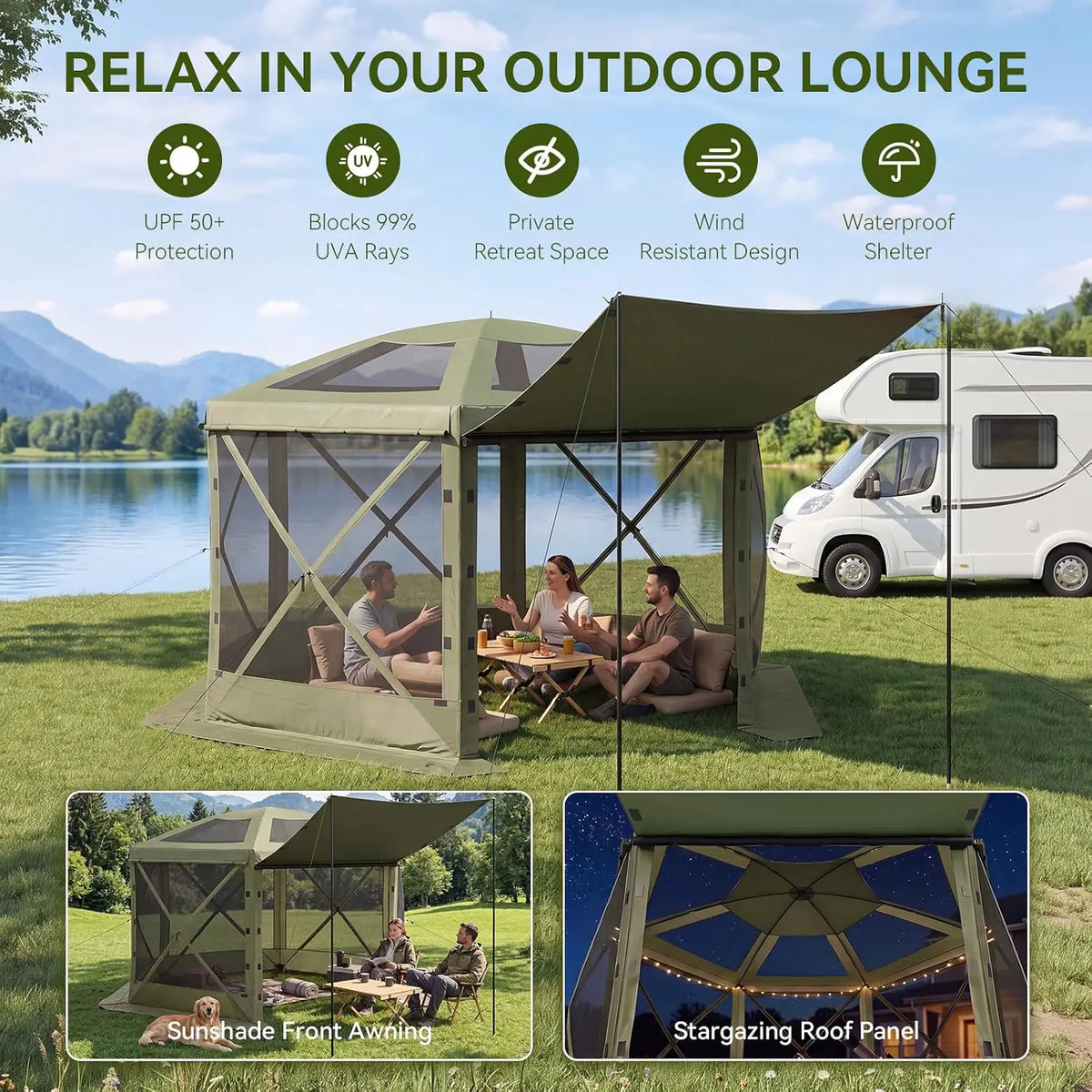 Aoxun Pop Up Tent With Removable Top Pavilion For Outdoors