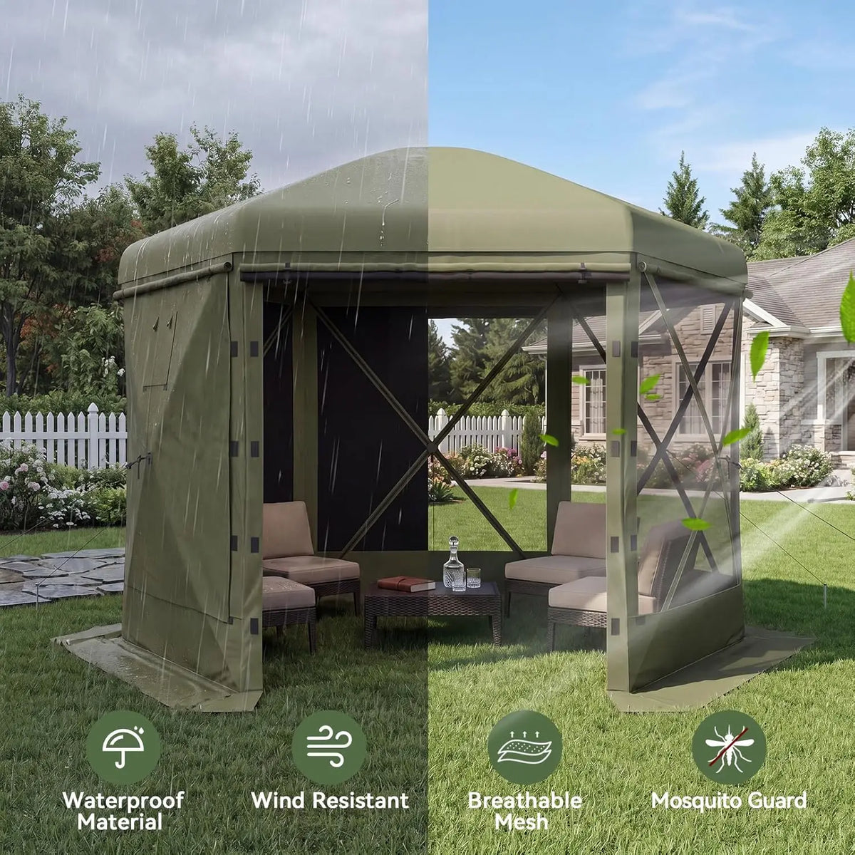 Aoxun Pop Up Tent With Removable Top Pavilion For Outdoors