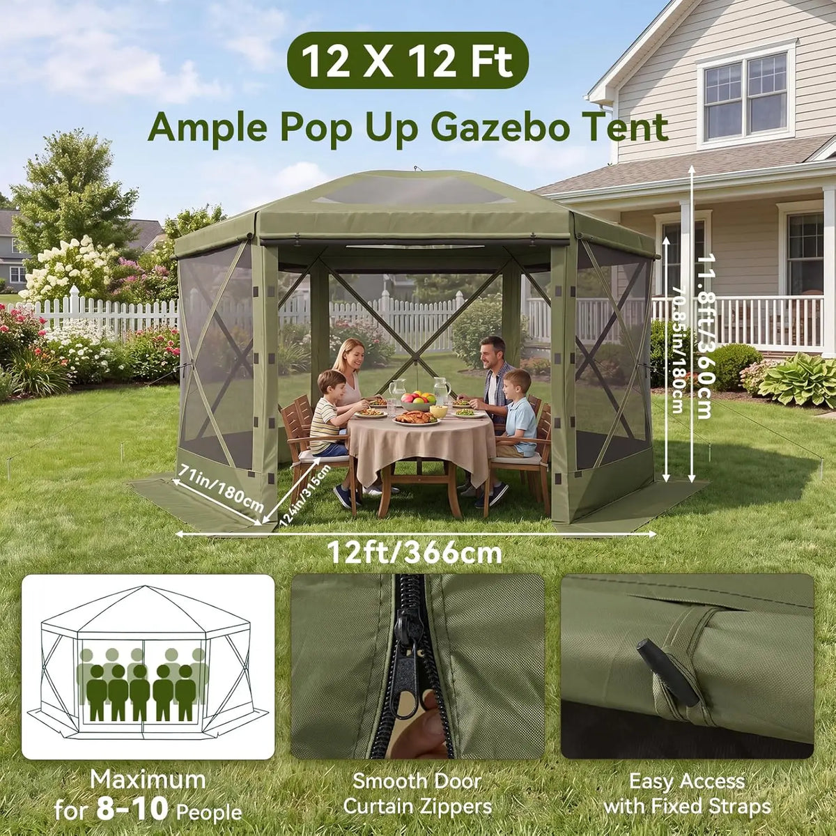 Aoxun Pop Up Tent With Removable Top Pavilion For Outdoors