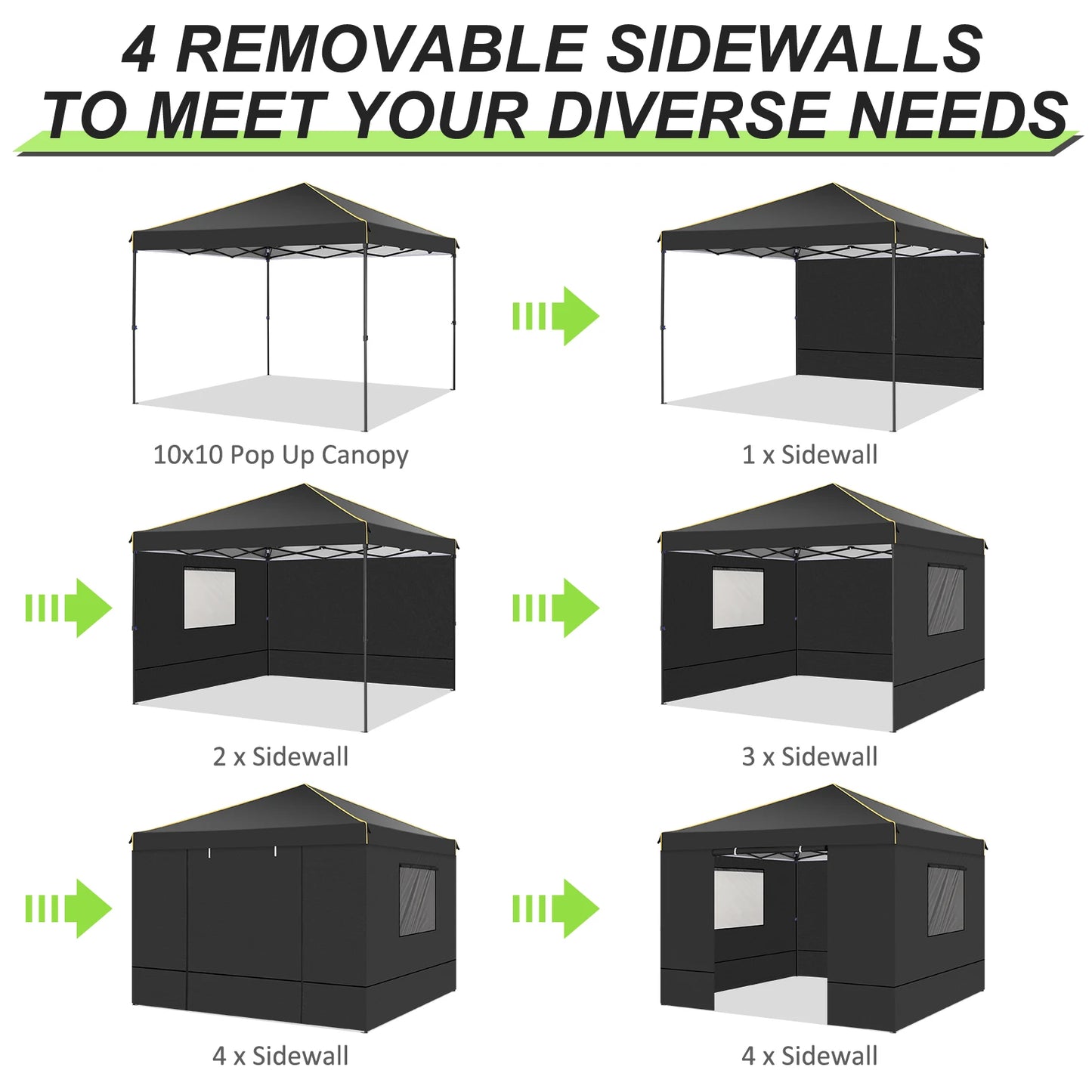 COBIZI Pop Up Gazebo Canopy With Mesh Windows And Stakes