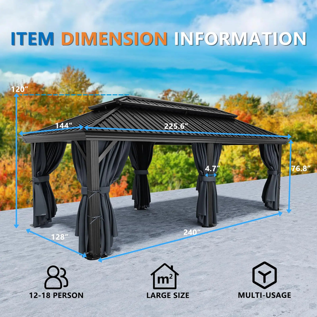 Tooluck Hardtop Gazebo With Metal Roof And Reinforced Aluminum Frame
