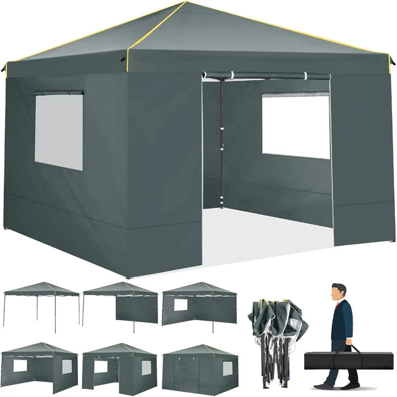 COBIZI Pop Up Gazebo Canopy With Mesh Windows And Stakes