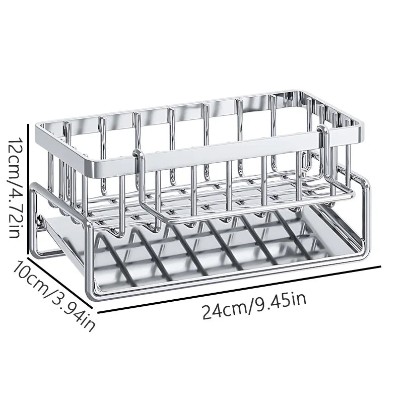 Over-Sink Kitchen Organizer With Faucet Mount Sponge Holder Drying Rack