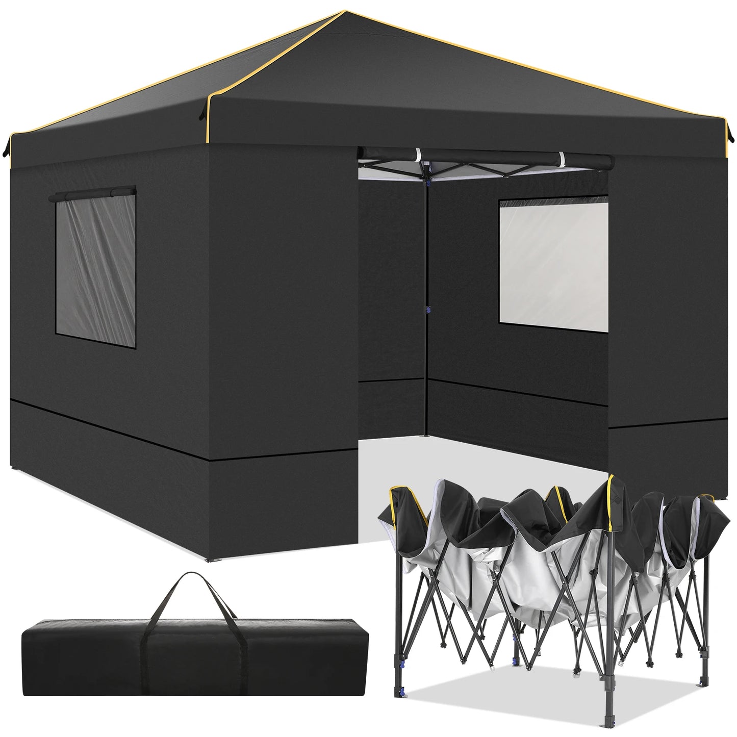 COBIZI Pop Up Gazebo Canopy With Mesh Windows And Stakes