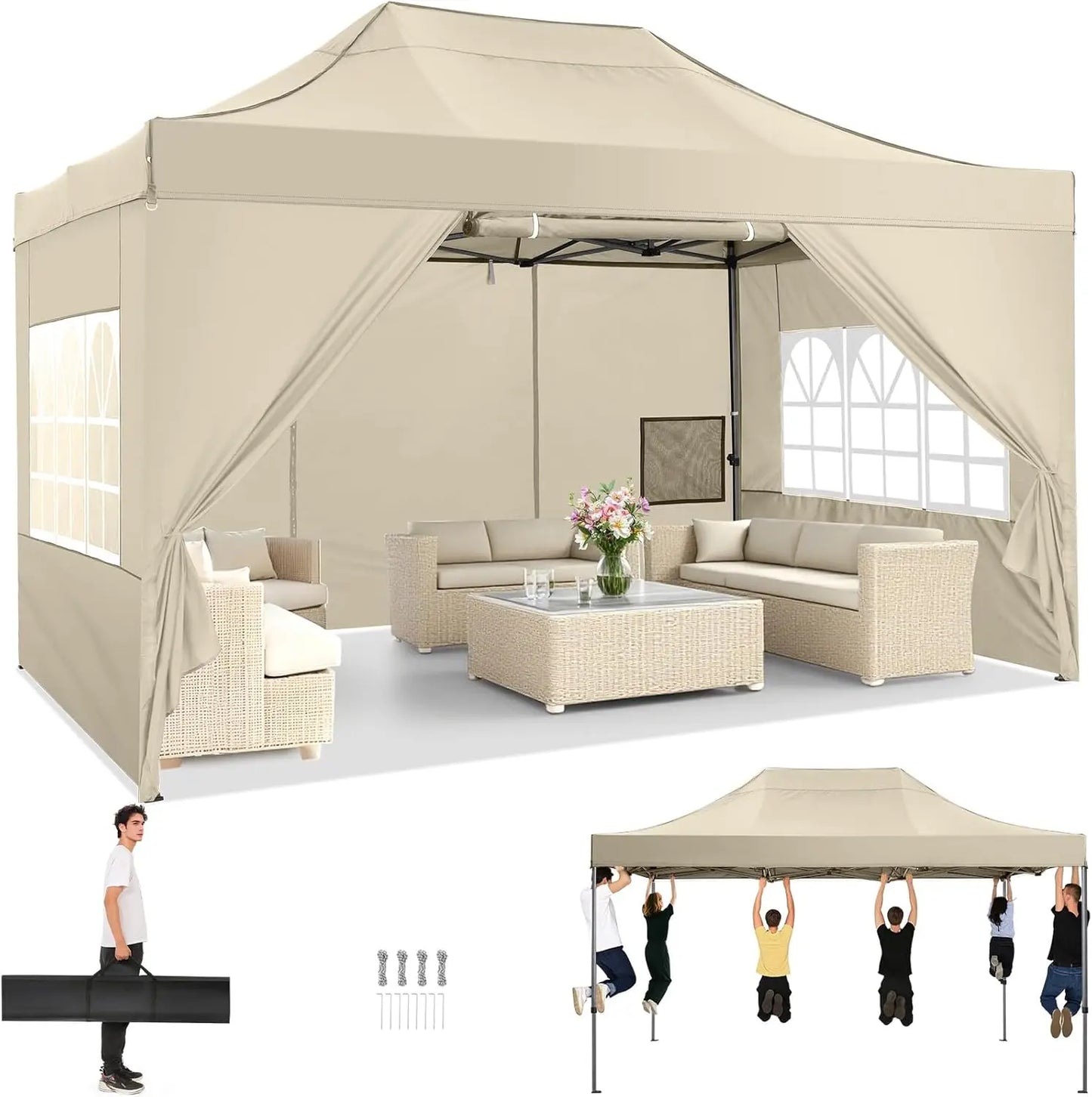 Tooluck Pop Up Canopy Tent With Sidewalls Gazebo