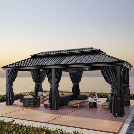 Tooluck Hardtop Gazebo With Metal Roof And Reinforced Aluminum Frame