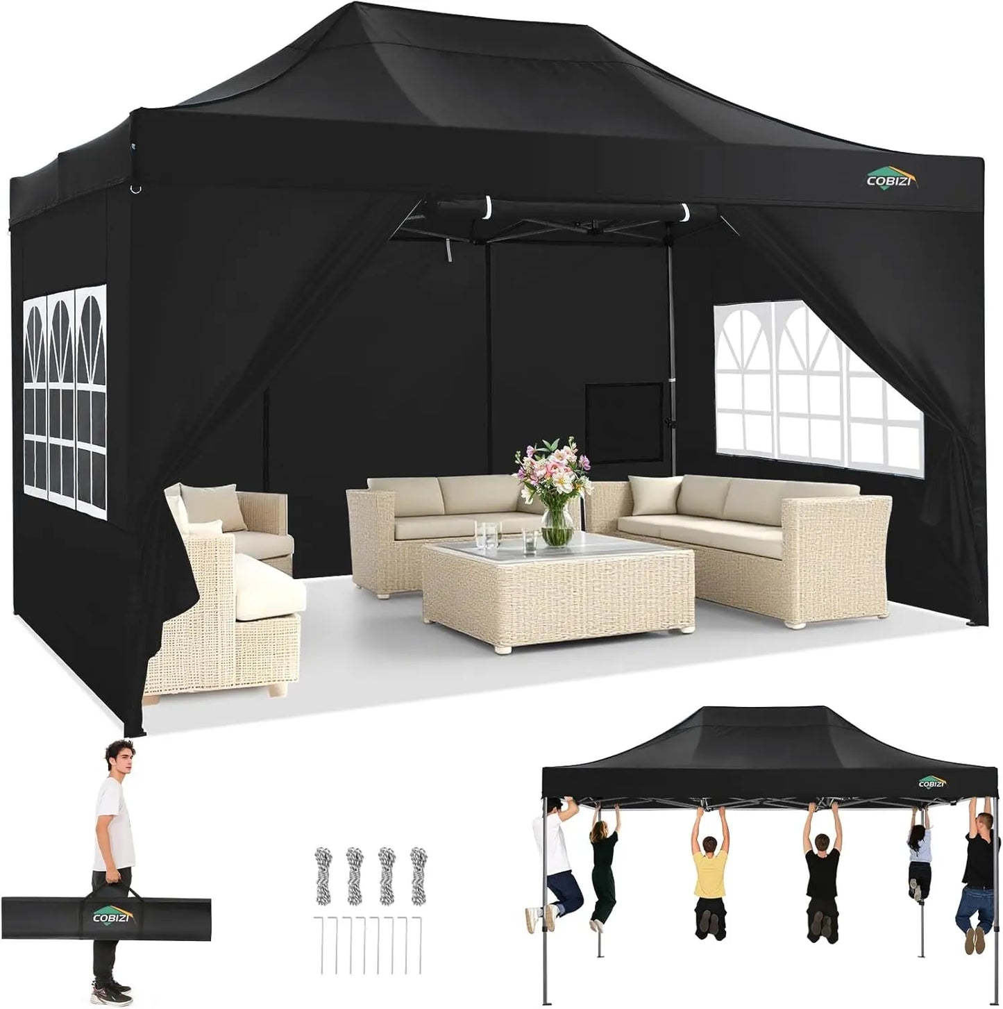 Tooluck Pop Up Canopy Tent With Sidewalls Gazebo
