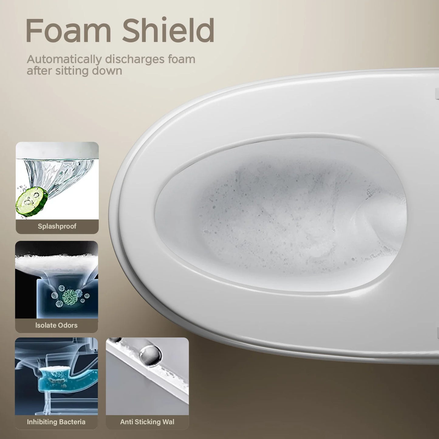 Smart Toilet With Built In Bidet Auto Open Close Dual Flush Warm Water Sprayer