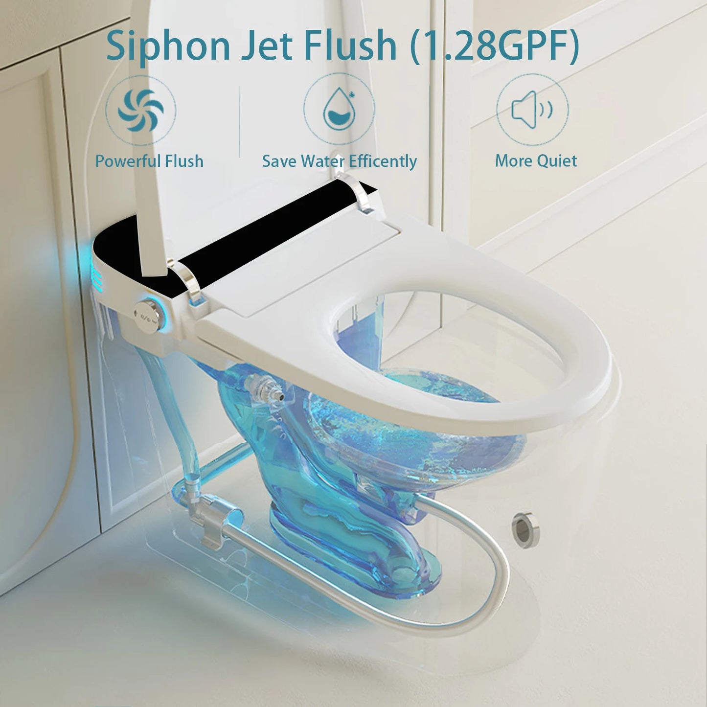 Smart Toilet With Built In Bidet Auto Open Close Dual Flush Warm Water Sprayer