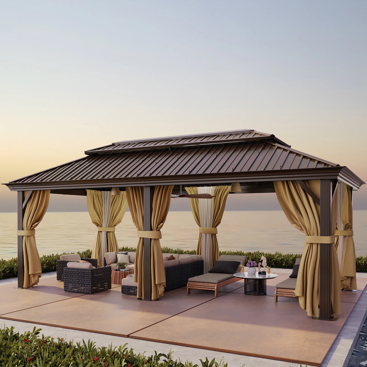 Tooluck Hardtop Gazebo With Metal Roof And Reinforced Aluminum Frame