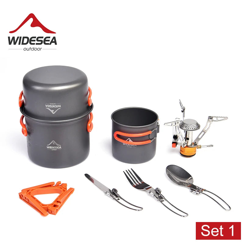 Widesea Camping Cookware Set Outdoor Tableware and Stove Kit