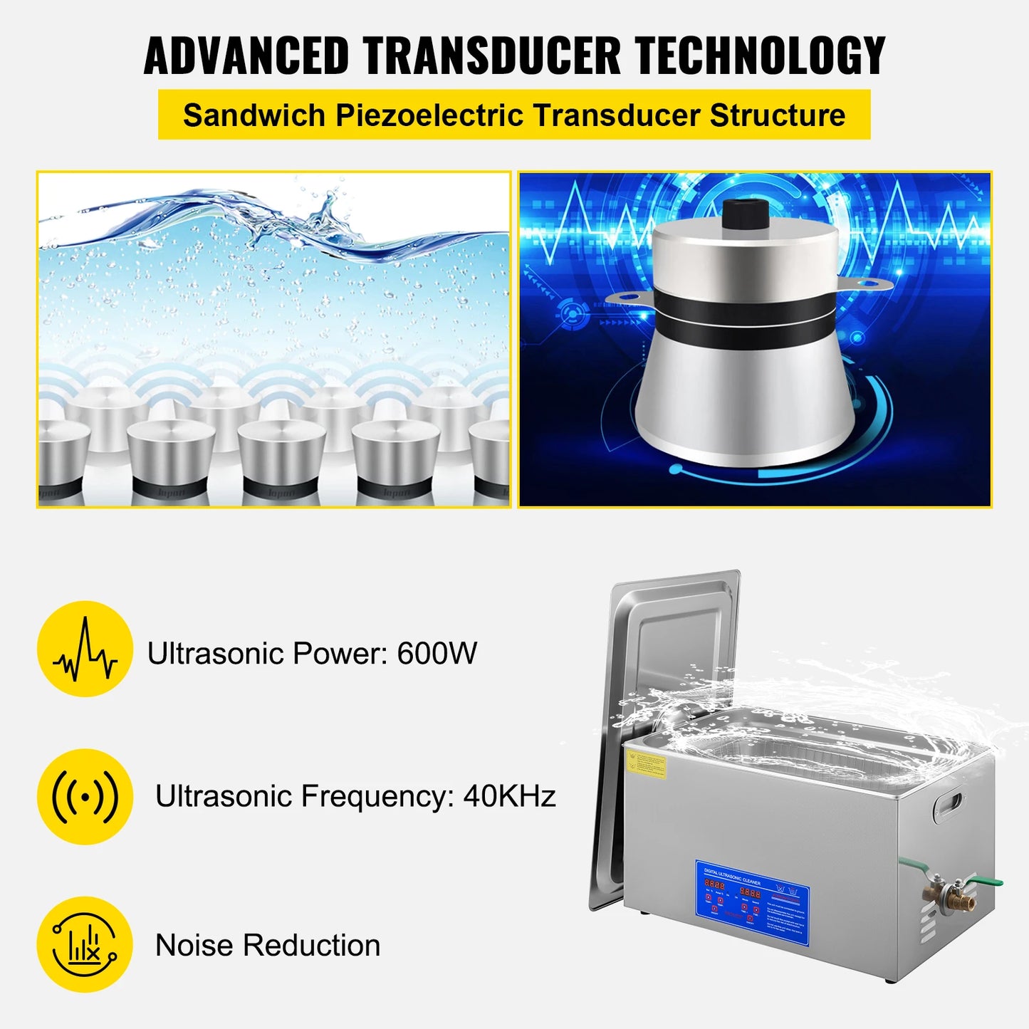 SucceBuy Ultrasonic Cleaner Portable Home Cleaning And Dishes