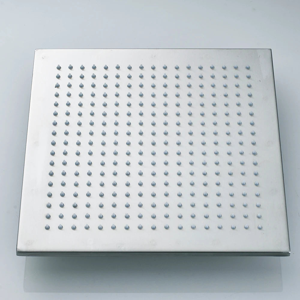Luxury Brushed Nickel/Chrome/Black LED 16inch Rainfall Shower Head Stainless Steel Square Color Changing Lights Showerhead