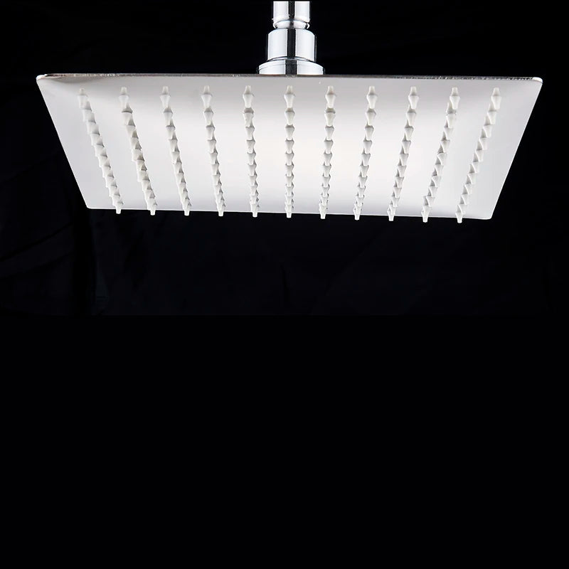 Suguword Ultra-thin LED Rainfall Bathroom Shower Head without Shower Arm 3 Colors Changing with Temp Water Saving