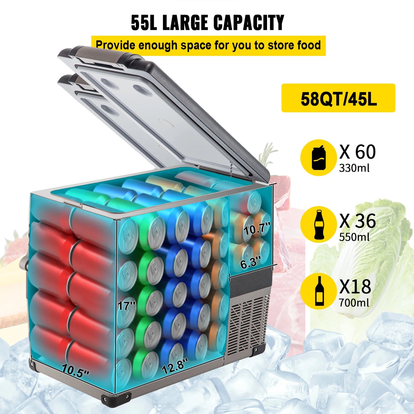 VEVOR Portable Car Refrigerator Mini Fridge Freezer For Camping