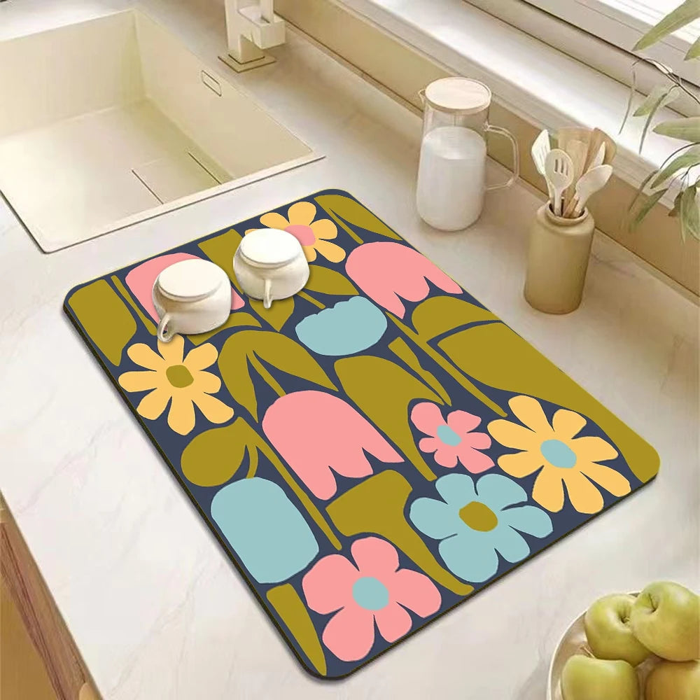 Kitchen Accessories Absorbent Kitchen Dish Drying Mat Coffee Machine Tableware Drain Mat Kitchen Drain Pad Tableware Mat Coaster