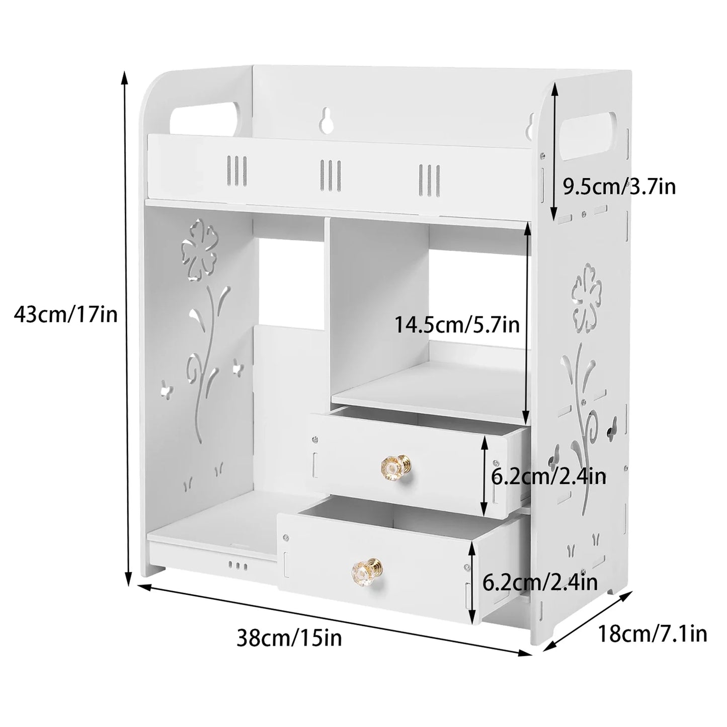 Bathroom Wall Cabinet With Two Drawers Wall Mounted Storage