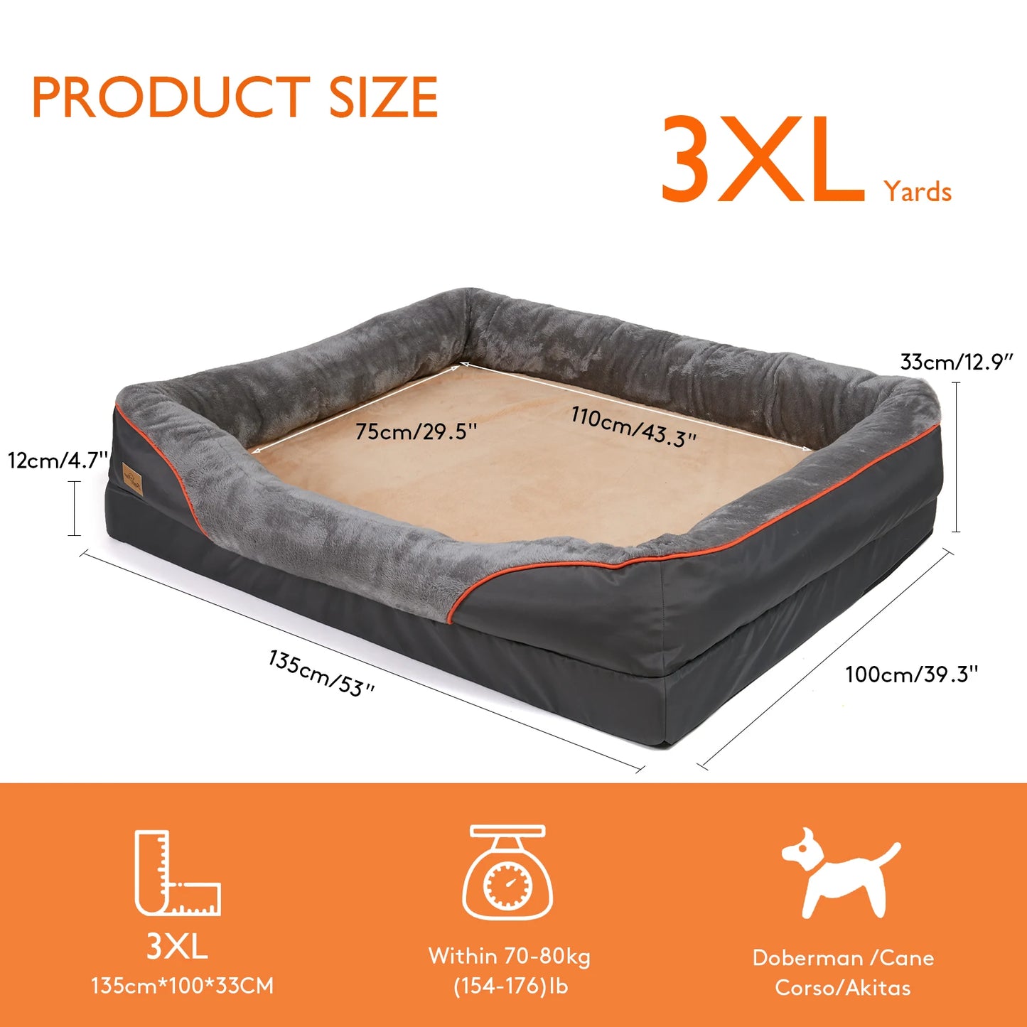 BINGOPAW Dog Bed Anti Allergy Warm Fleece Removable Cover