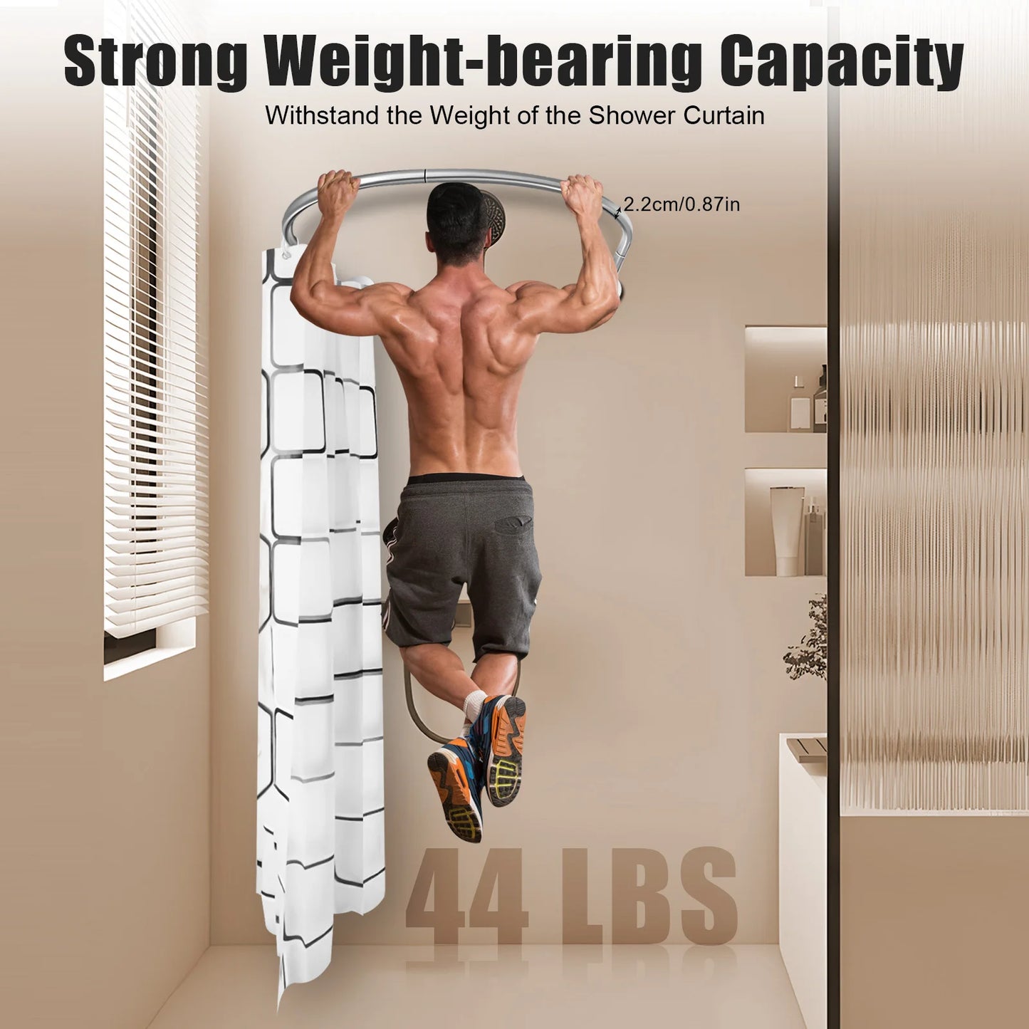 Shower Curtain Rod Set Extendable Curved Shower Curtain Rod U Shaped Punch-Free Bathroom Shower Curtain