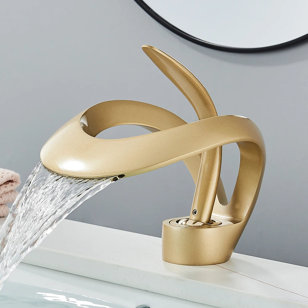 Rozin Luxury Basin Faucet Waterfall Deck Mount Mixer