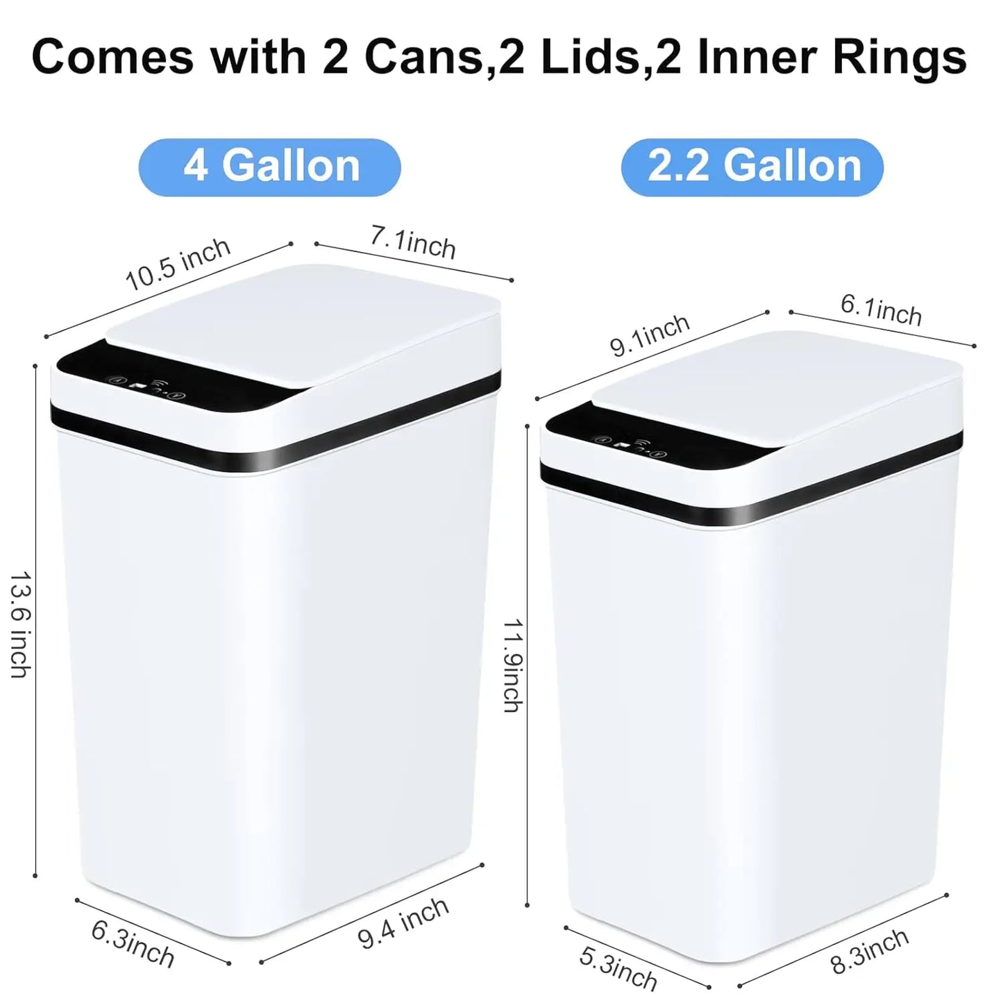 Motion Sensor Trash Can Two Pack With Quiet Lid Bathroom