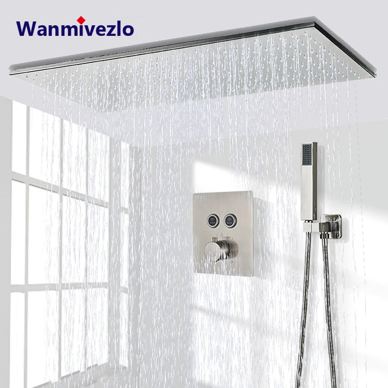 Wanmivezlo Brass LED Rainfall Shower Head Bathroom Accessory