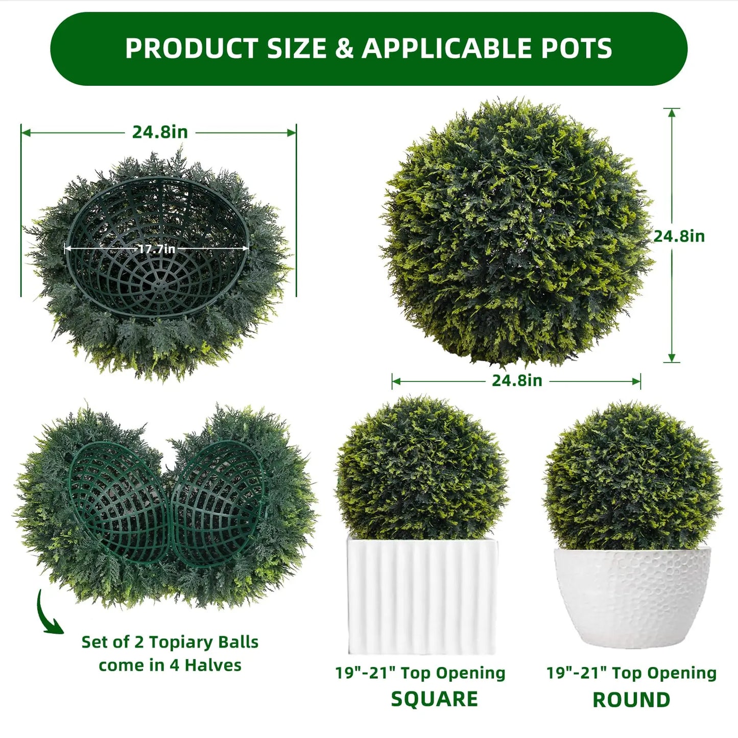 Studyset Outdoor Topiary Balls Artificial Cedar Decor Set of 2