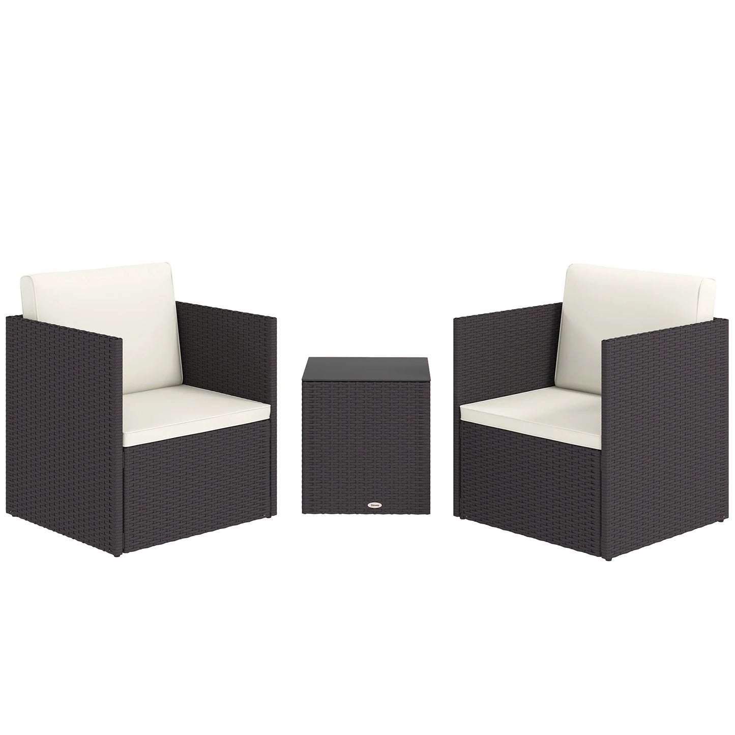 3 Piece Patio Furniture Set, Folding Wicker Bistro Set, Brown