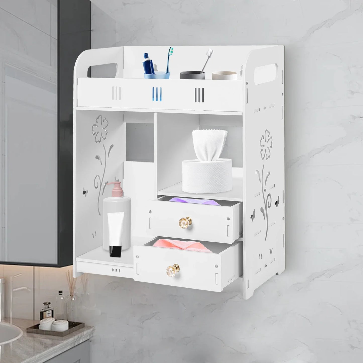 Bathroom Wall Cabinet With Two Drawers Wall Mounted Storage