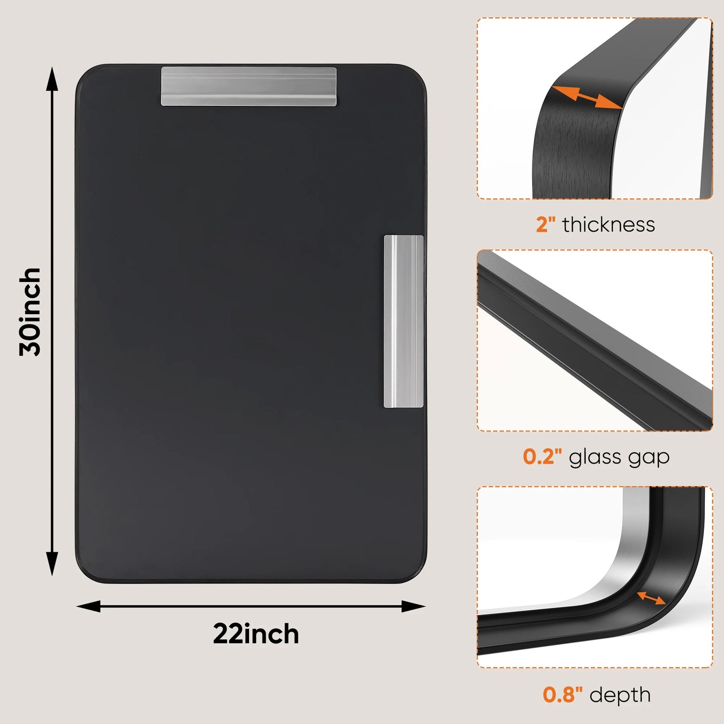JHK Matte Metal Framed Bathroom Mirror For Wall Or Vanity