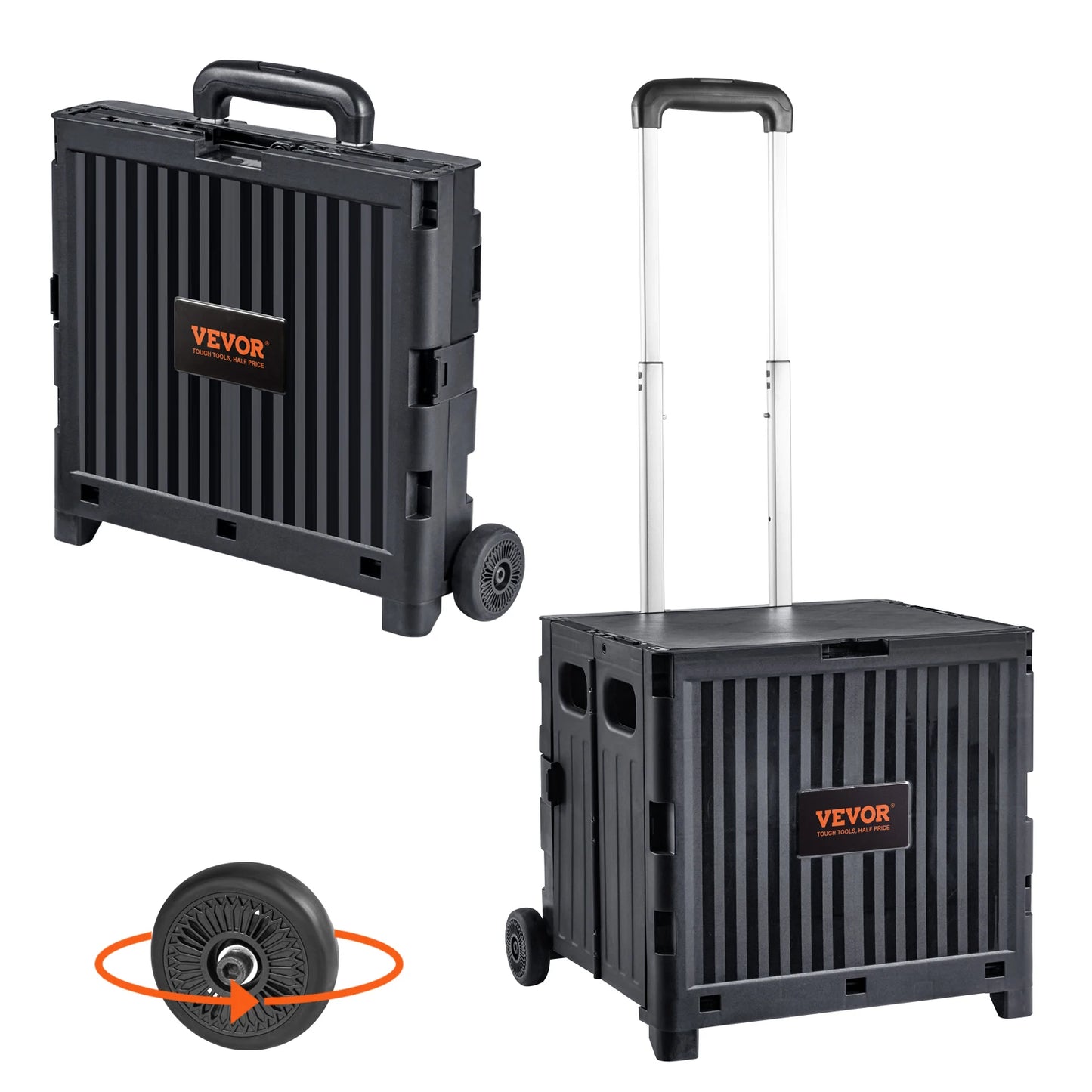 Foldable Utility Shopping Cart With Telescope Handle Wheels